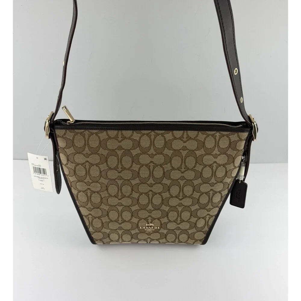 Coach Signature Small Dufflette Crossbody Shoulder Bag, Khaki, Brown, NWT $225